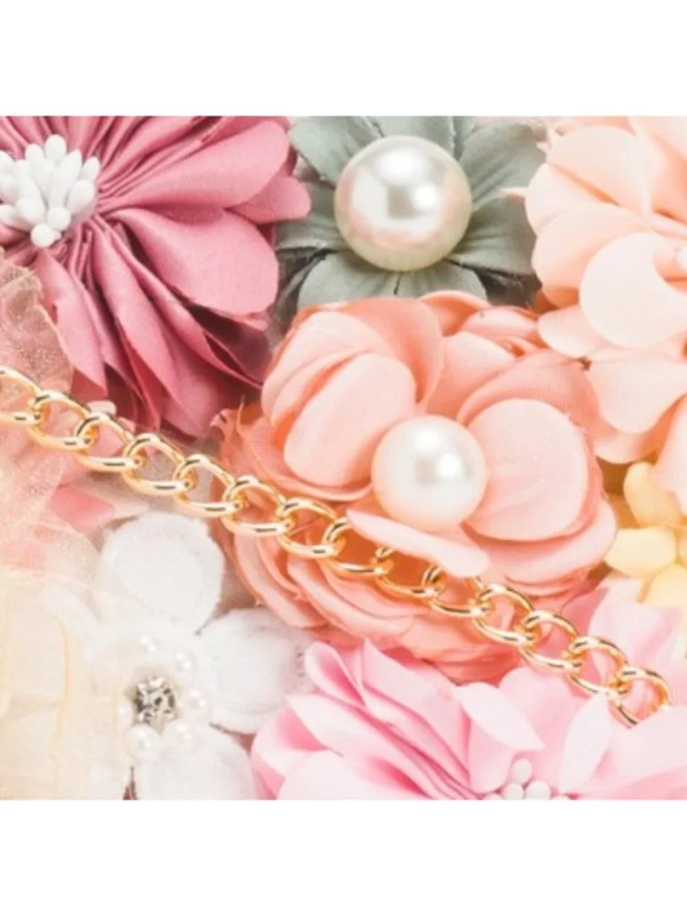 HAUTE HIPPIE STYLE Faux Pearl Handle Floral Applique Clutch